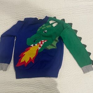 Mini Boden Blue and Green Dragon Sweater